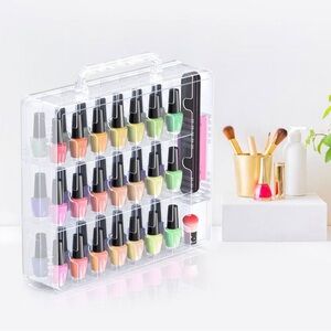 Clear Nail Polish Organizer Case – Holds Up to 48 Bottles – Double-Sided – Used